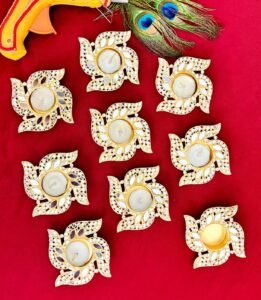 Kundan Work Swastik Candle Holder