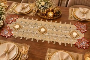 Pearl Embellished Designer Table Runner
